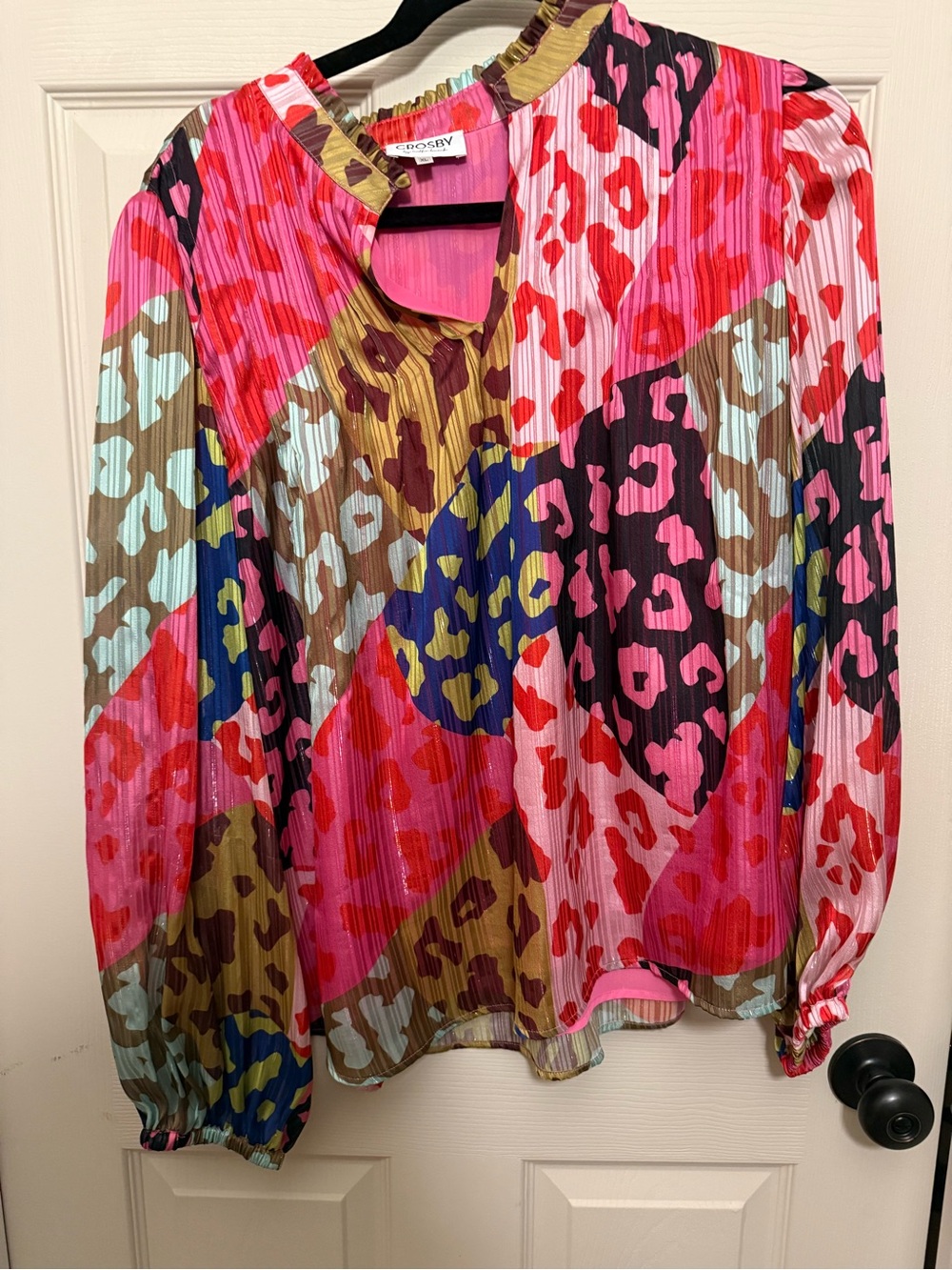 Crosby by Mollie Burch Multicolor Leopard Print Blouse - Pink/Red